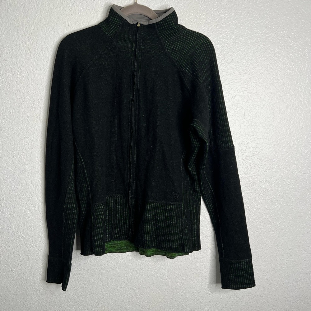 Women's Mountain Hardware Black with Green undertones Zip Up Sweatshirt XL